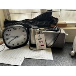 Kettle, toaster and clock (this lot is located at Portreath)