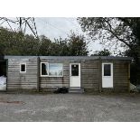 Mobile static office cabin, 10m x 3.8m (approx), over cladded, 2 doors, loose contents excluded (