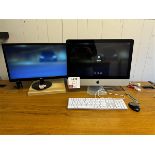 Apple 21" monitor, model t.b.c., with AOC monitor, keyboard & mouse