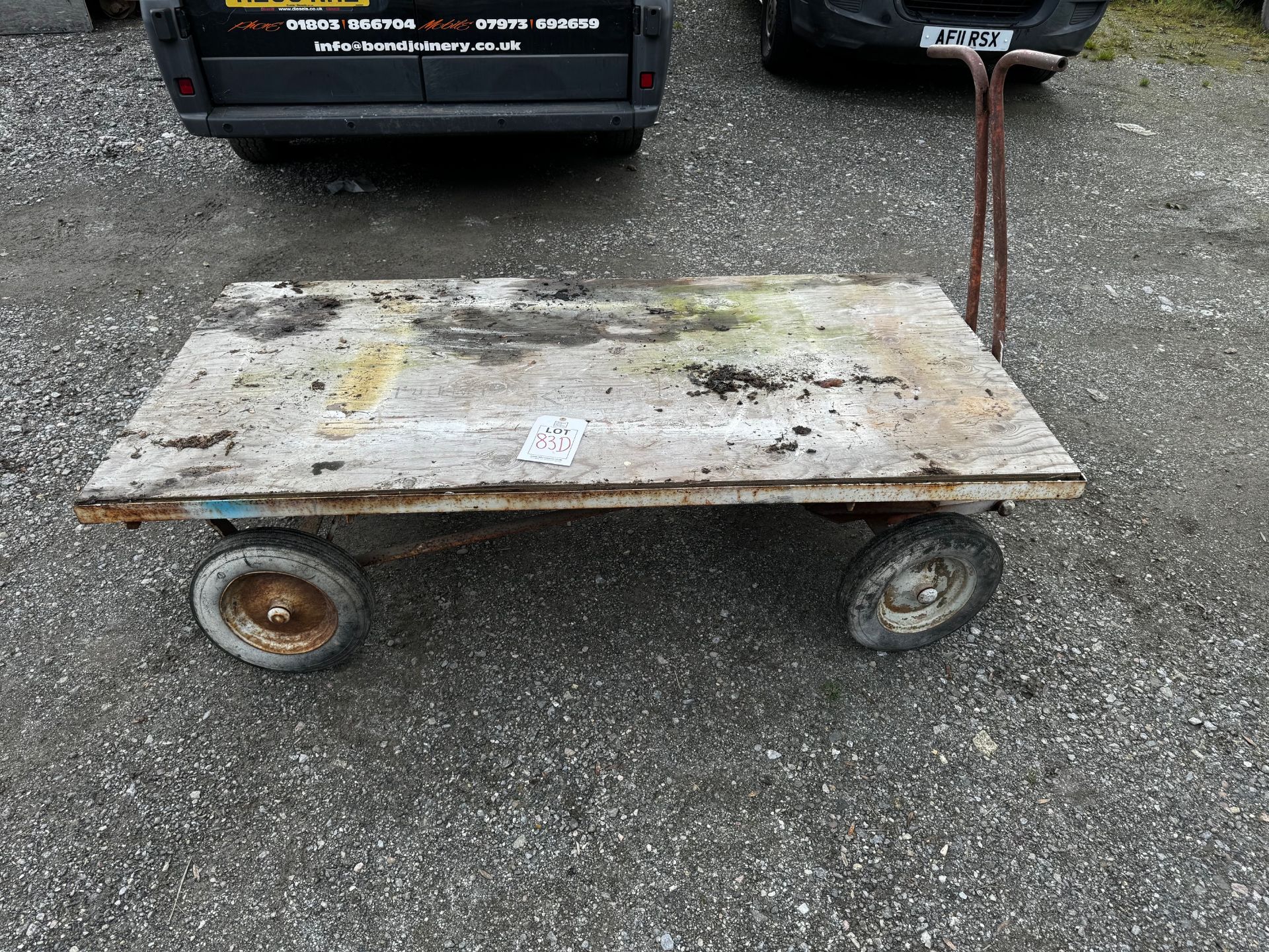 Metal framed flatbed trolley