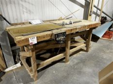 Wooden workbench, height 90cm x length 2.5m x depth 90cm (please note: to be collected on final