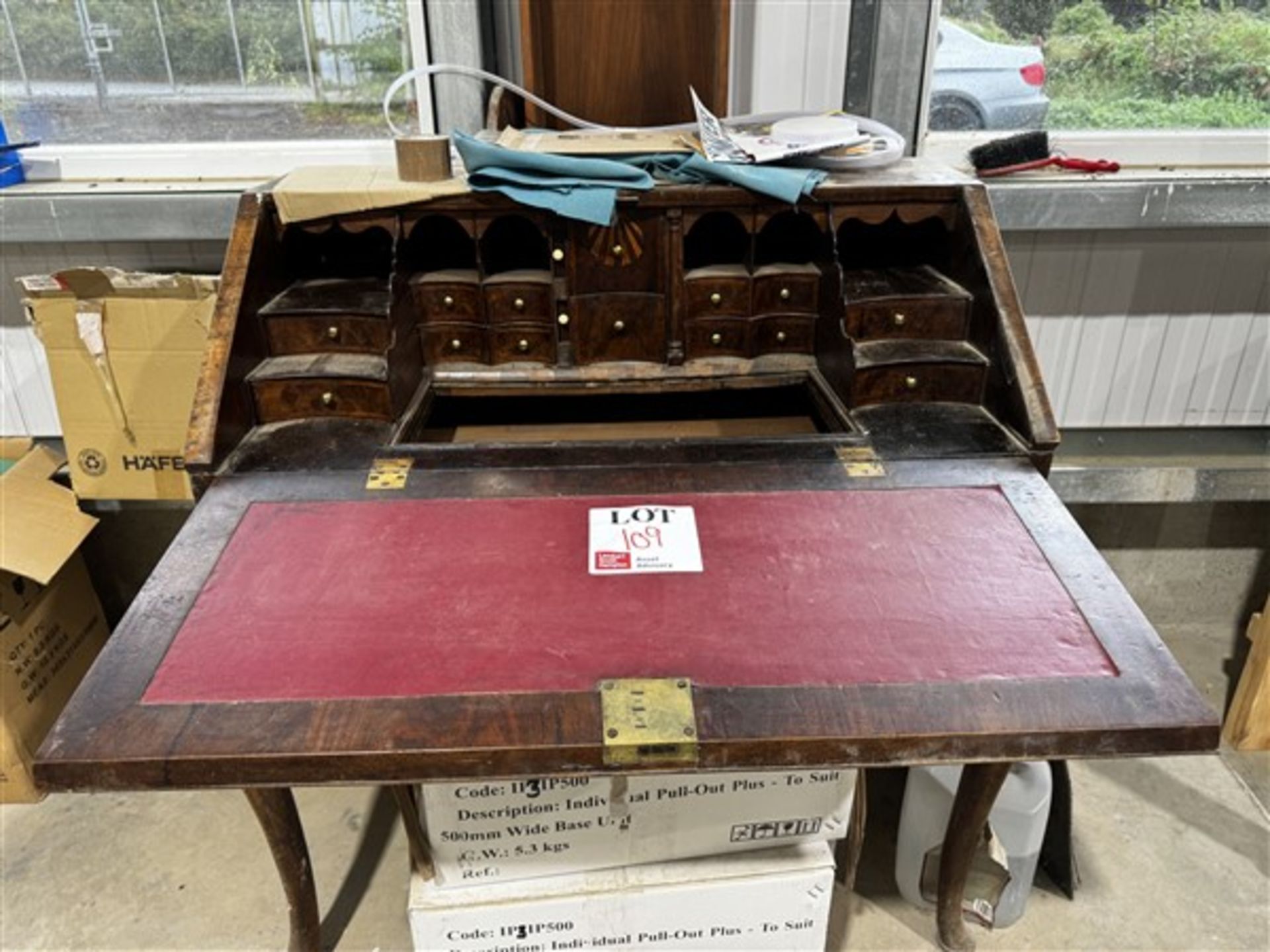 Antique syle wooden writing bureau, multi drawers - Image 2 of 4