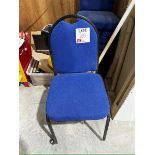 Eight blue upholstered chairs