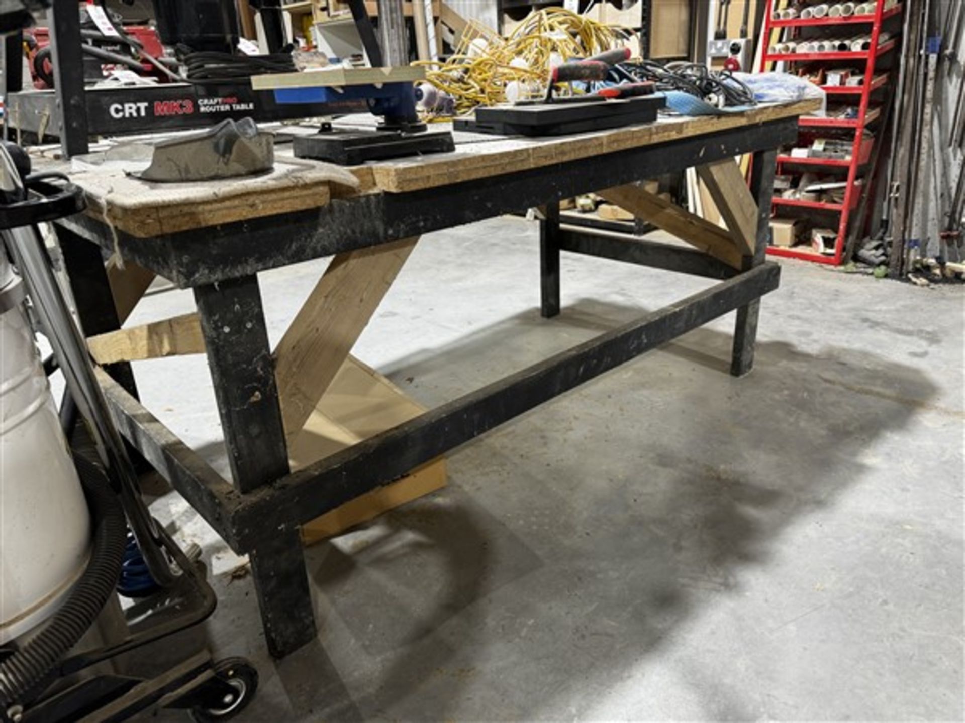 Wooden workbench, height 90cm x length 2m x width 1.1m (please note: to be collected on final day of - Image 2 of 3