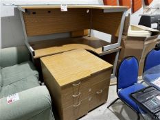 Two light wood effect desks with two matching pedestals (no keys)