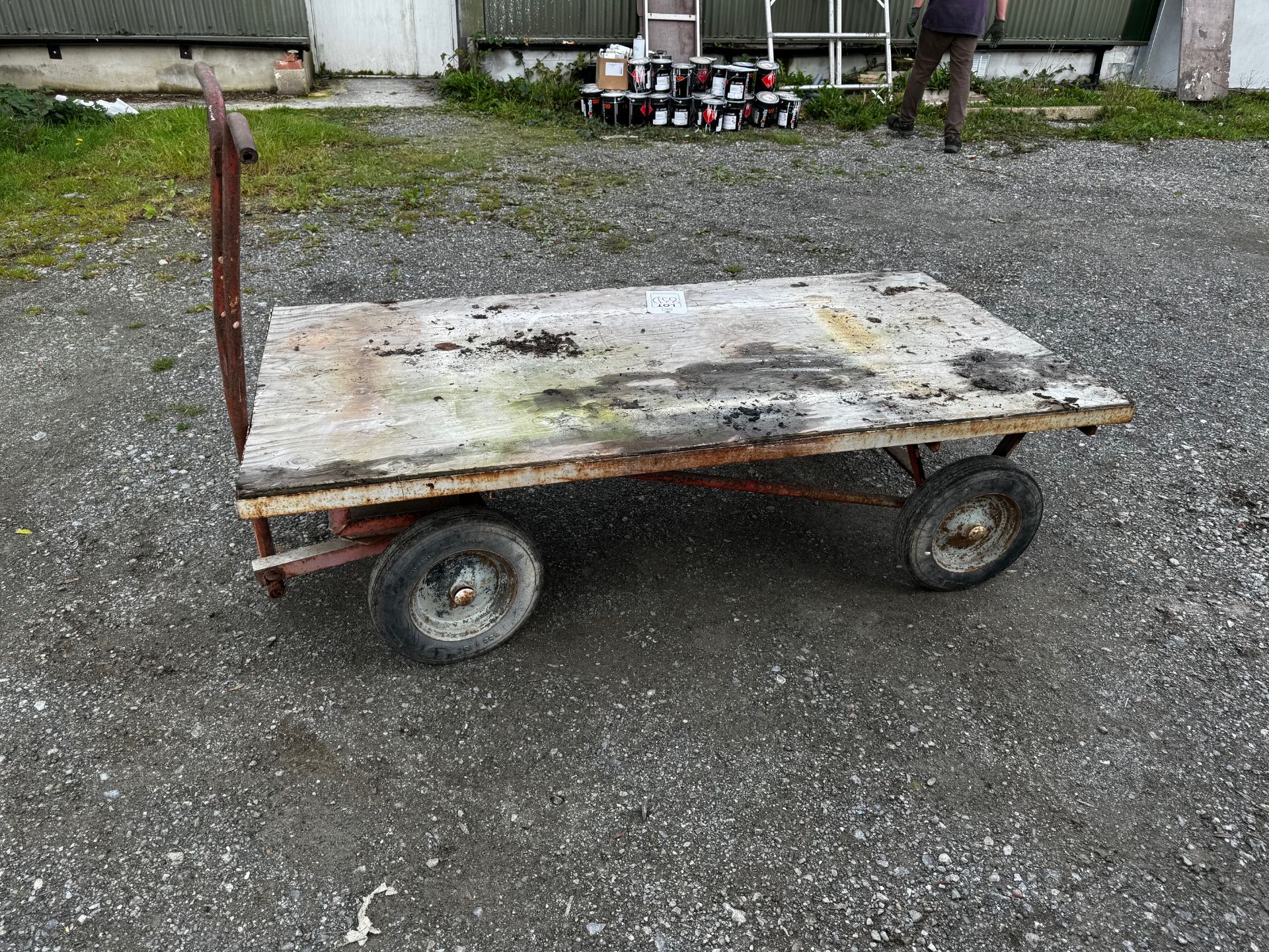 Metal framed flatbed trolley - Image 3 of 3