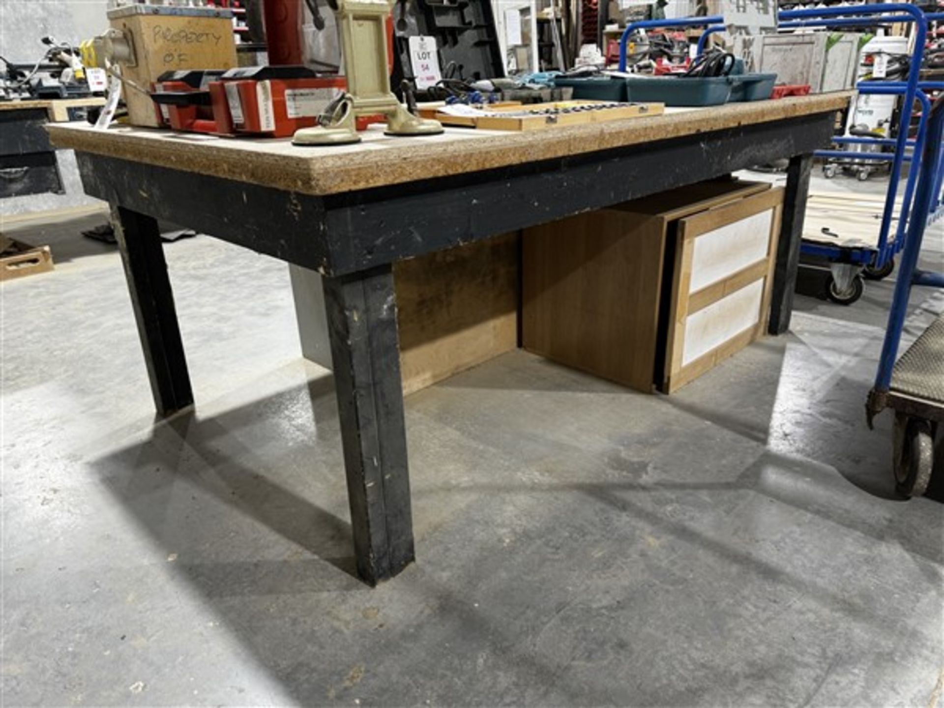 Wooden workbench, height 94cm x length 2.3m x width 1.4m (please note: to be collected on final - Image 2 of 3