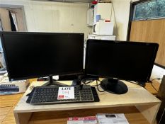 AOC monitor and one Dell monitor, with Dell PC, keyboard & mouse