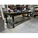 Wooden workbench, height 94cm x length 2.65m x width 1.4m (please note: to be collected on final day