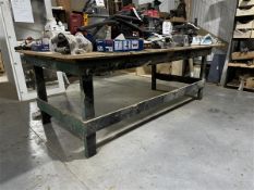 Wooden workbench, height 94cm x length 2.65m x width 1.4m (please note: to be collected on final day