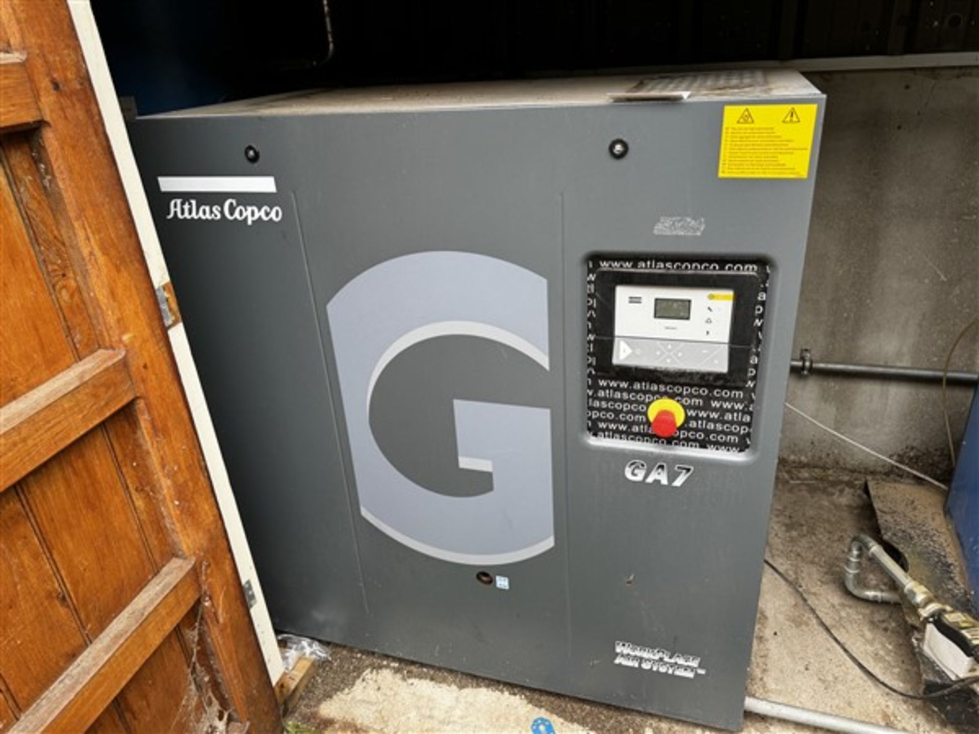 Atlas Copco GA7P rotary screw packaged GA7P air compressor, serial no CA1715200 (2013) (Please note: