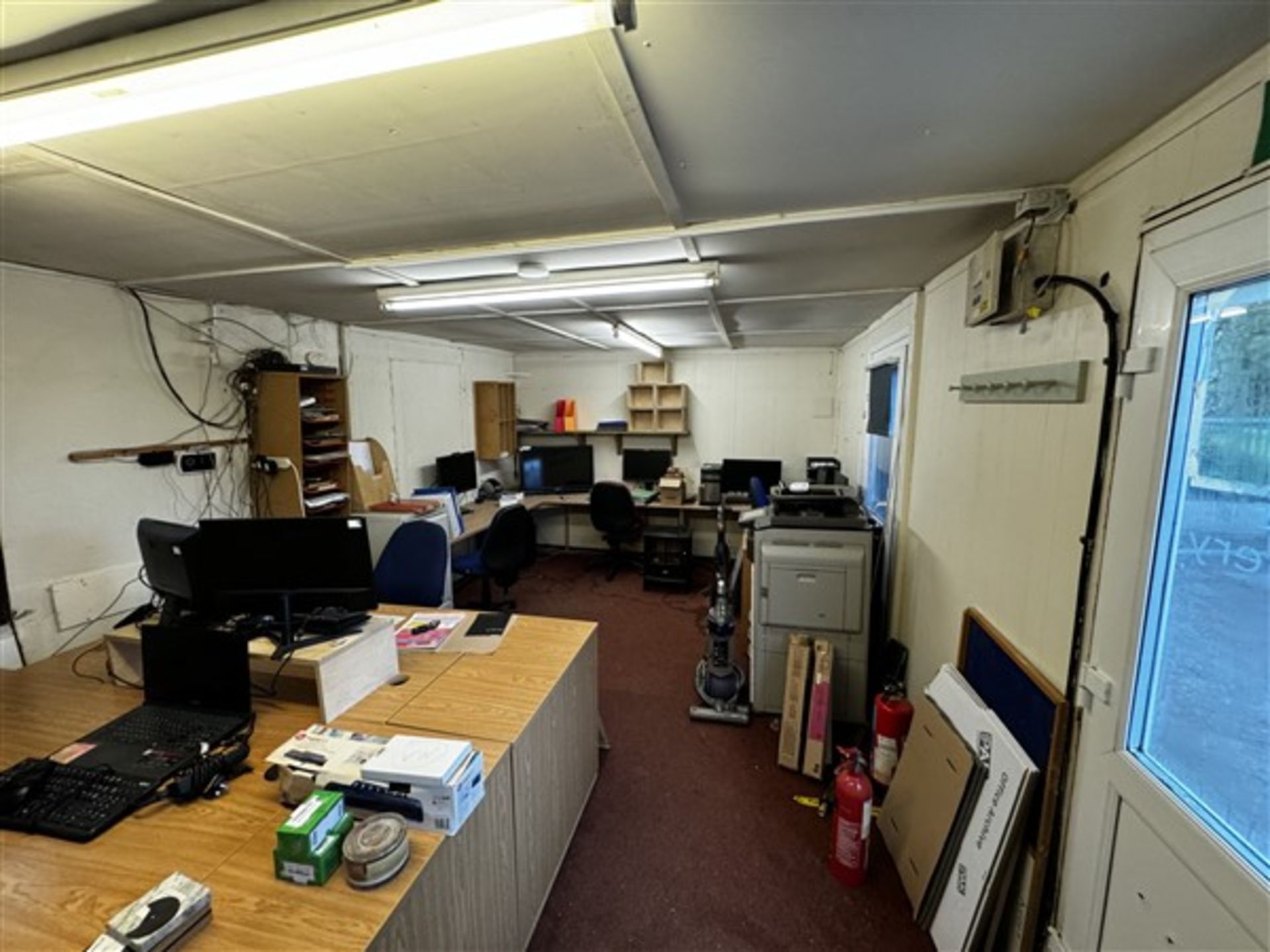 Mobile static office cabin, 10m x 3.8m (approx), over cladded, 2 doors, loose contents excluded ( - Image 8 of 16