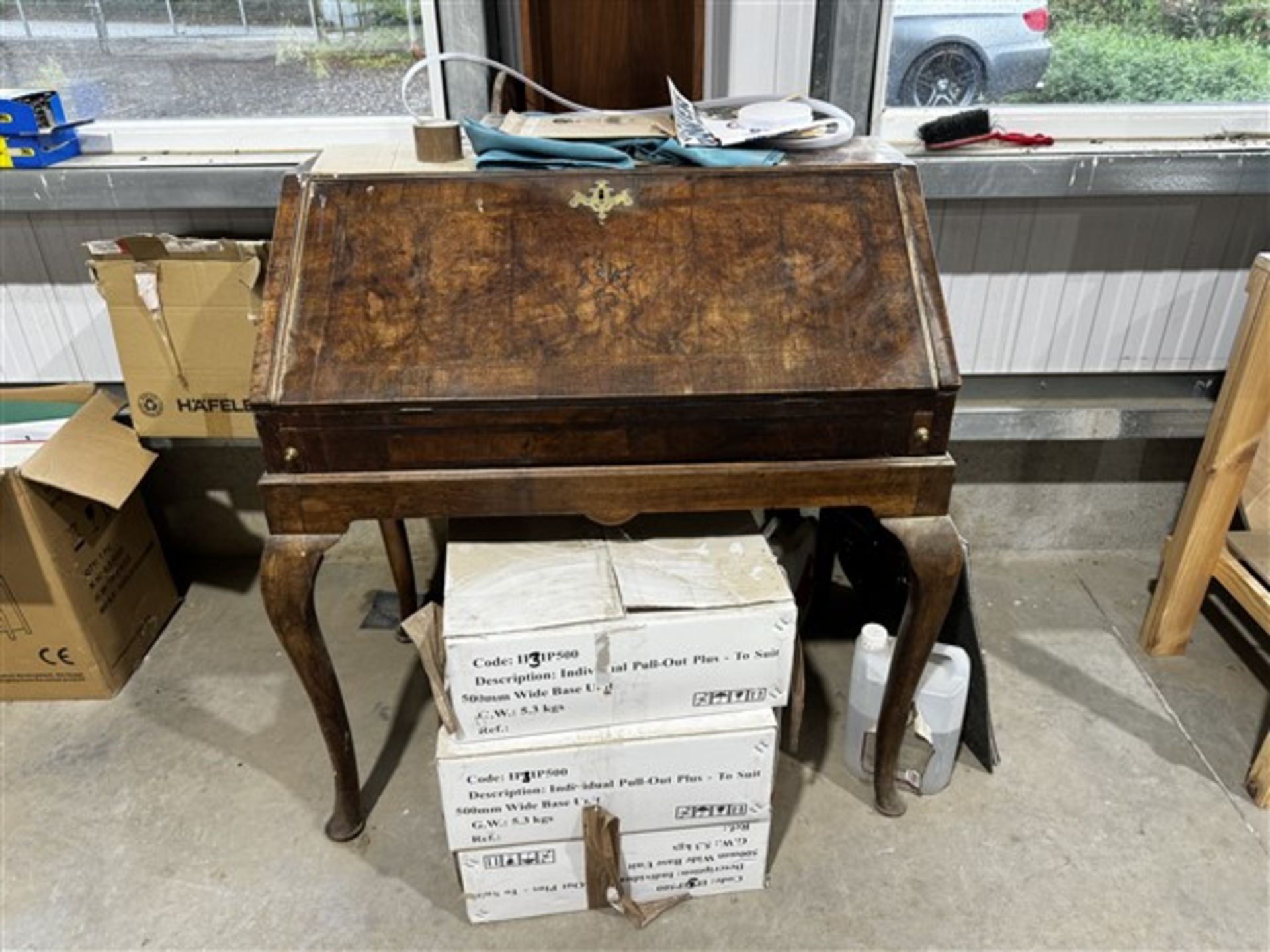 Antique syle wooden writing bureau, multi drawers