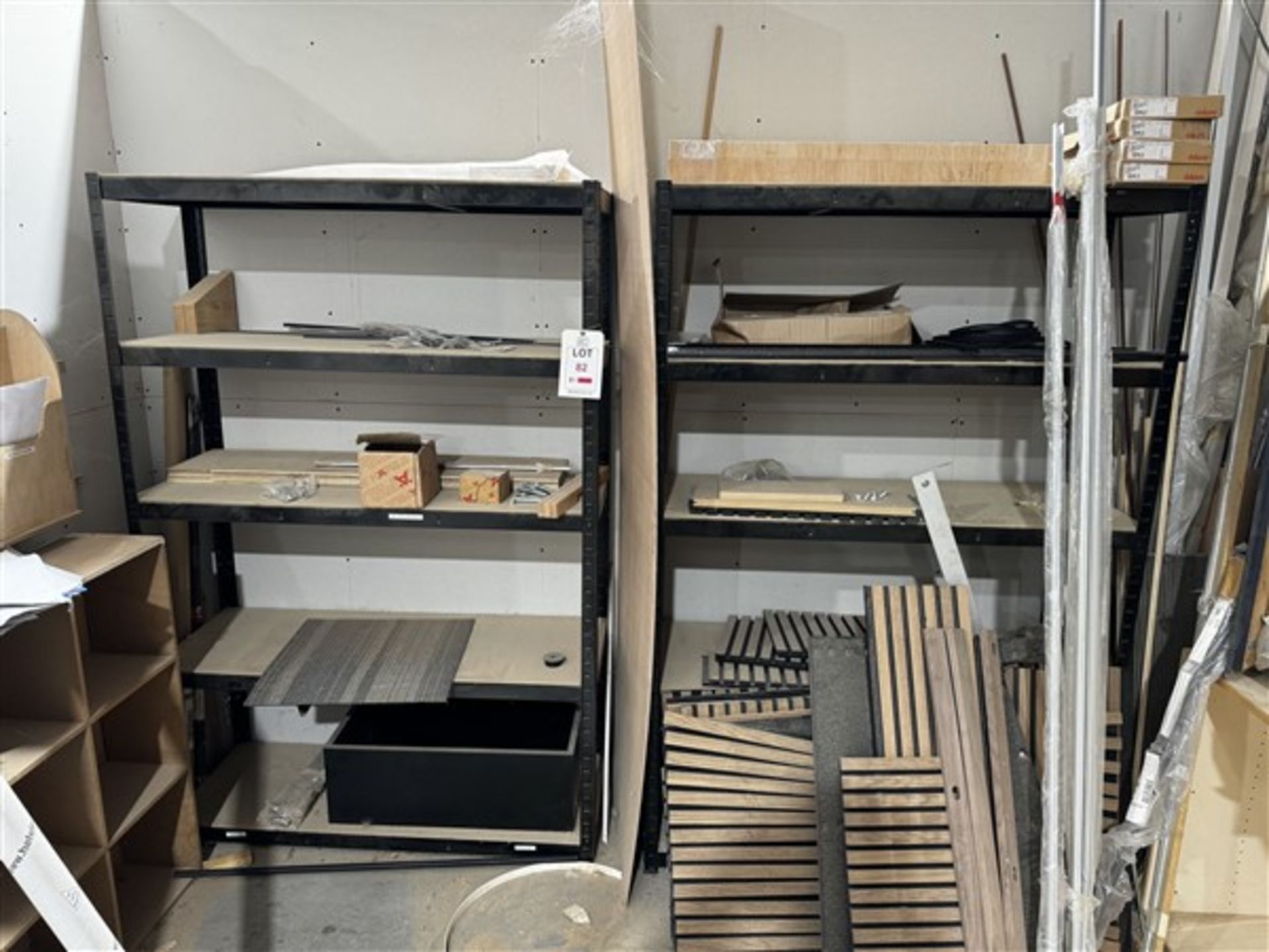 Two 4-shelf adjustable storage racks height 1.8m x length 1.2m x width 45cm