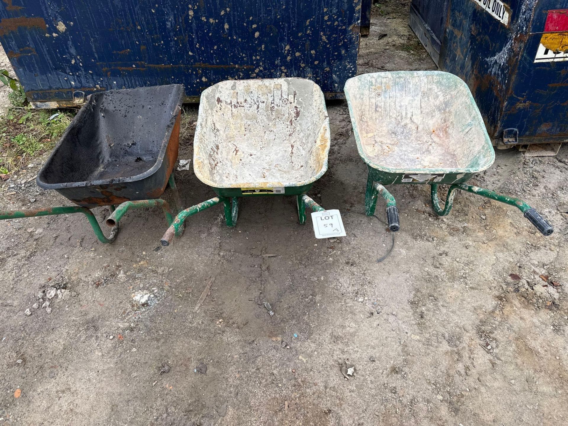 3 wheel barrows as lotted