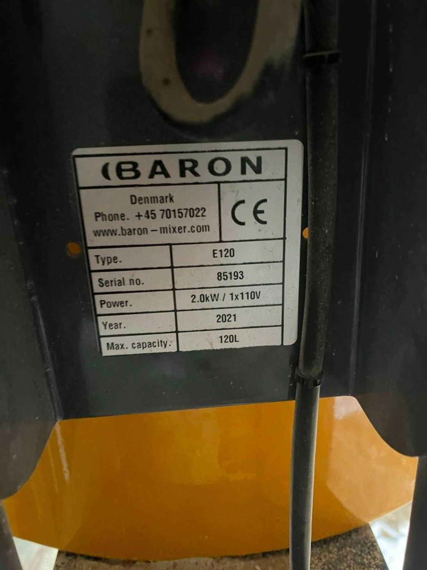 Baron e-line E120 mixer 120 litre, 110v s/n 85193DOM 2021 - Image 3 of 3