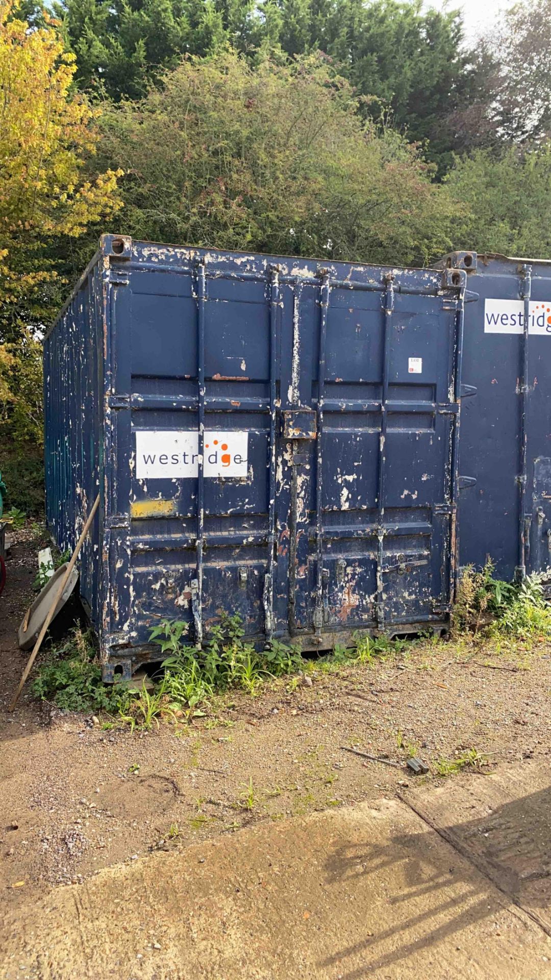 20” steel shipping container excluding contents - please note this item can be collected Monday 23rd