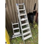 Two sets of steps and a fold up ladder