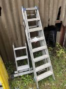 Two sets of steps and a fold up ladder