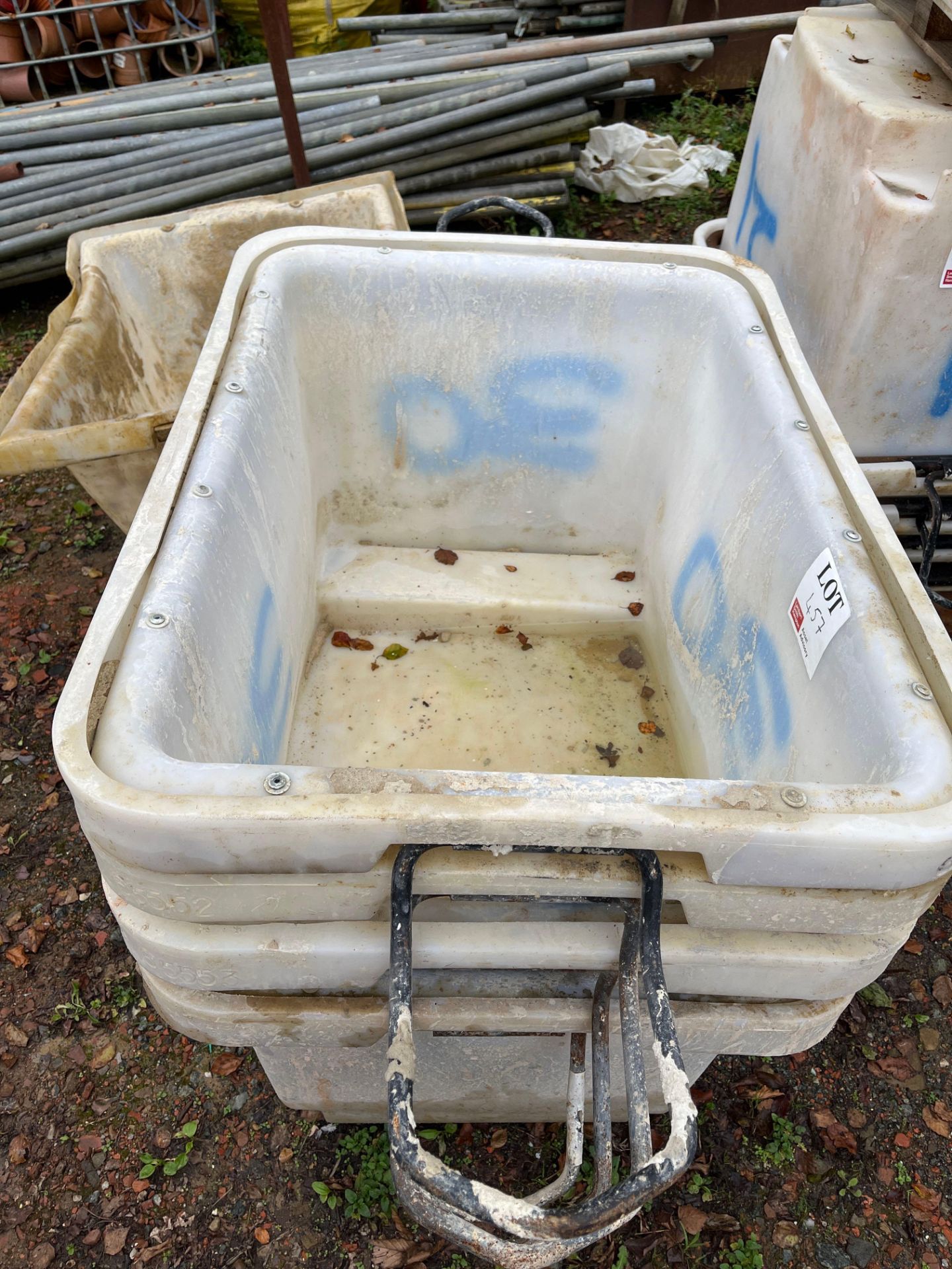 Five plastic trugs