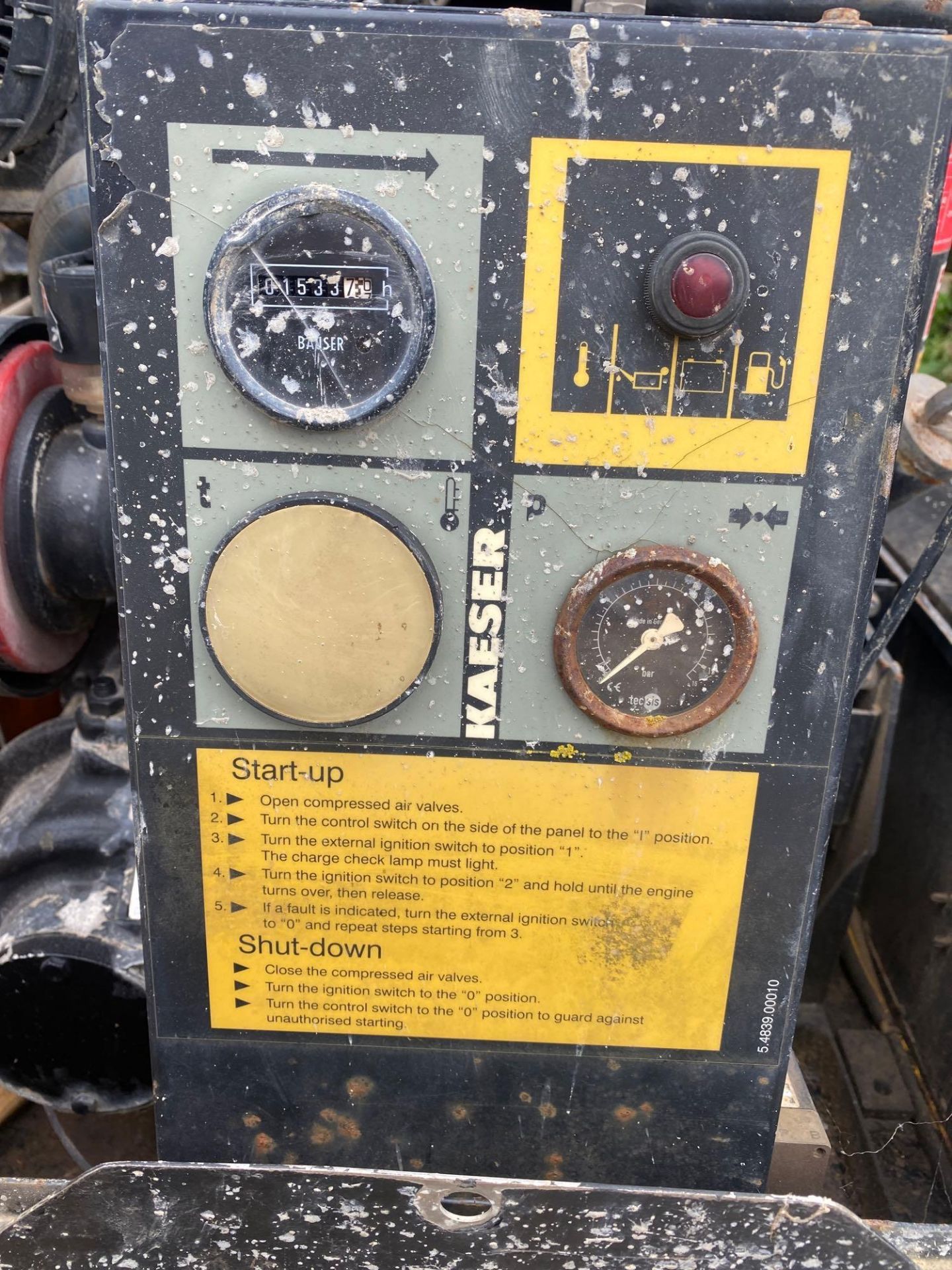 Kaser trailer mounted diesel powered air compressor, run hours 1533, - Image 6 of 7