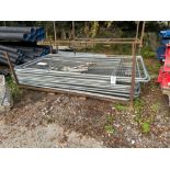 Approx 14 Harris fencing panels, access gate, transport stillage and 20 feet