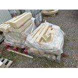 Two pallets of various stone window dressings as lotted