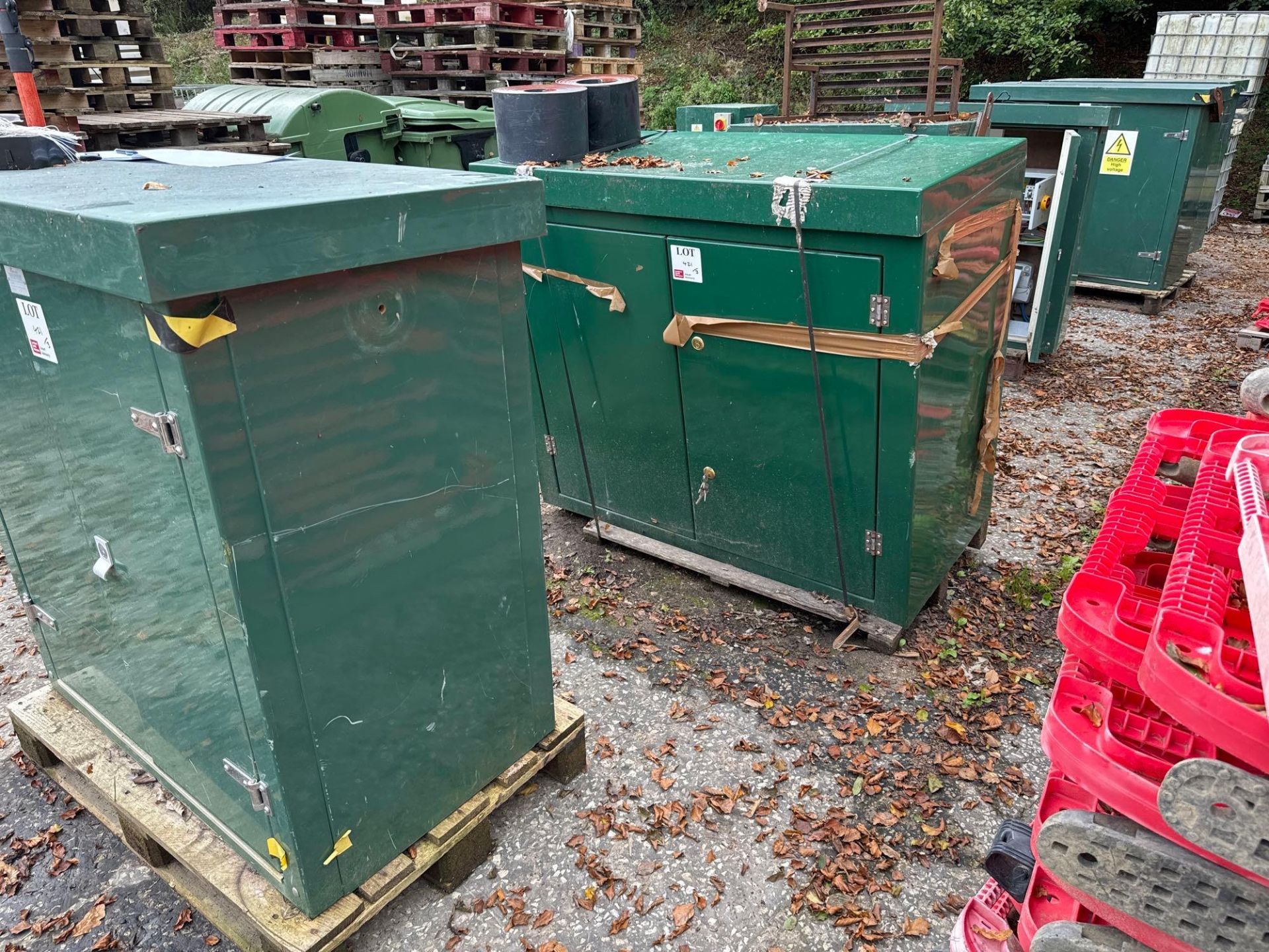 Three Fiberglass site electric box's, 2 with no key