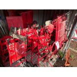 Approx 20 wheelbarrow fire alarm and fire extinguisher holders with various floor standing fire