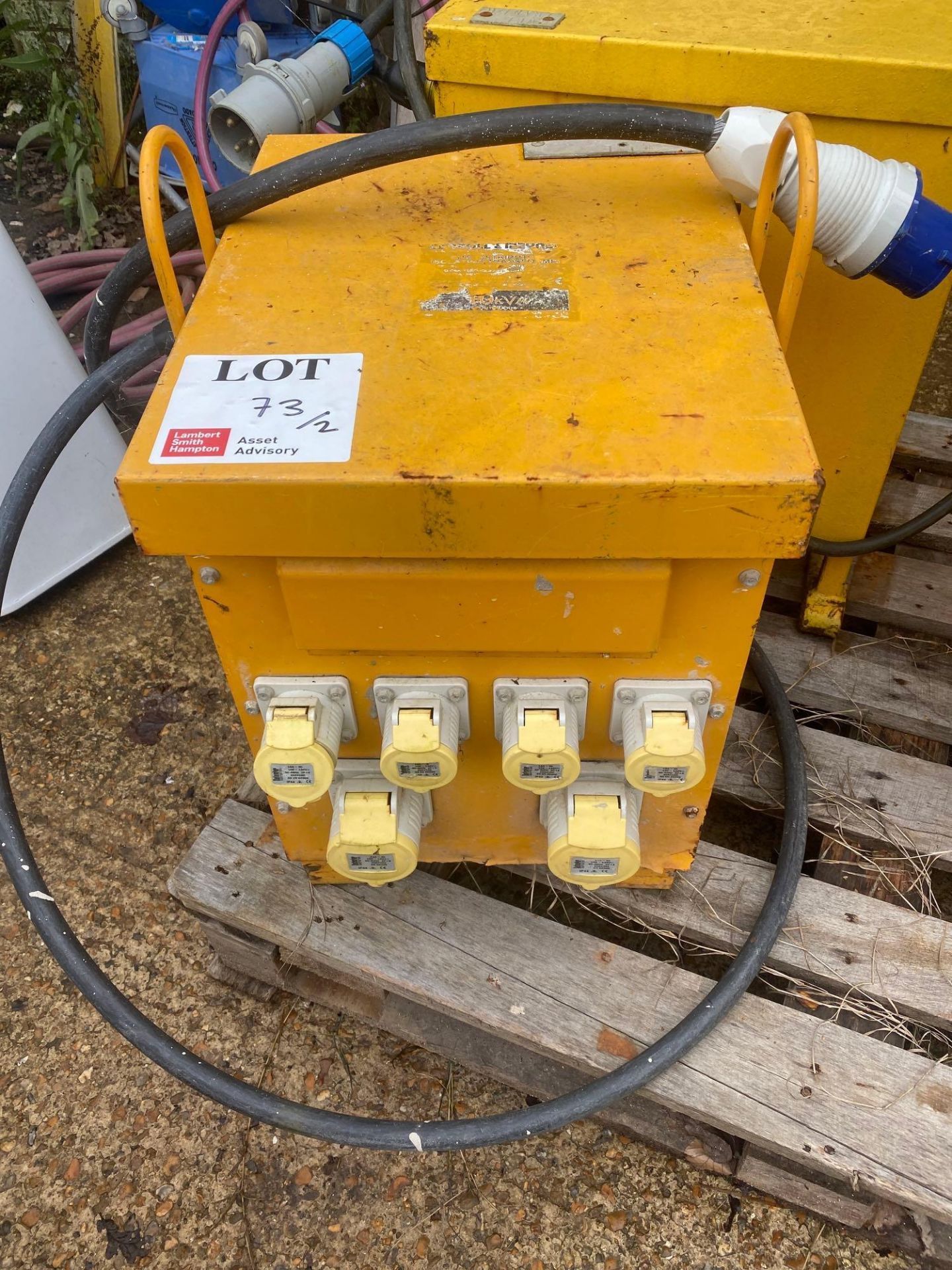 2 various 10kva site transformers with push plug outlets, 230v supply