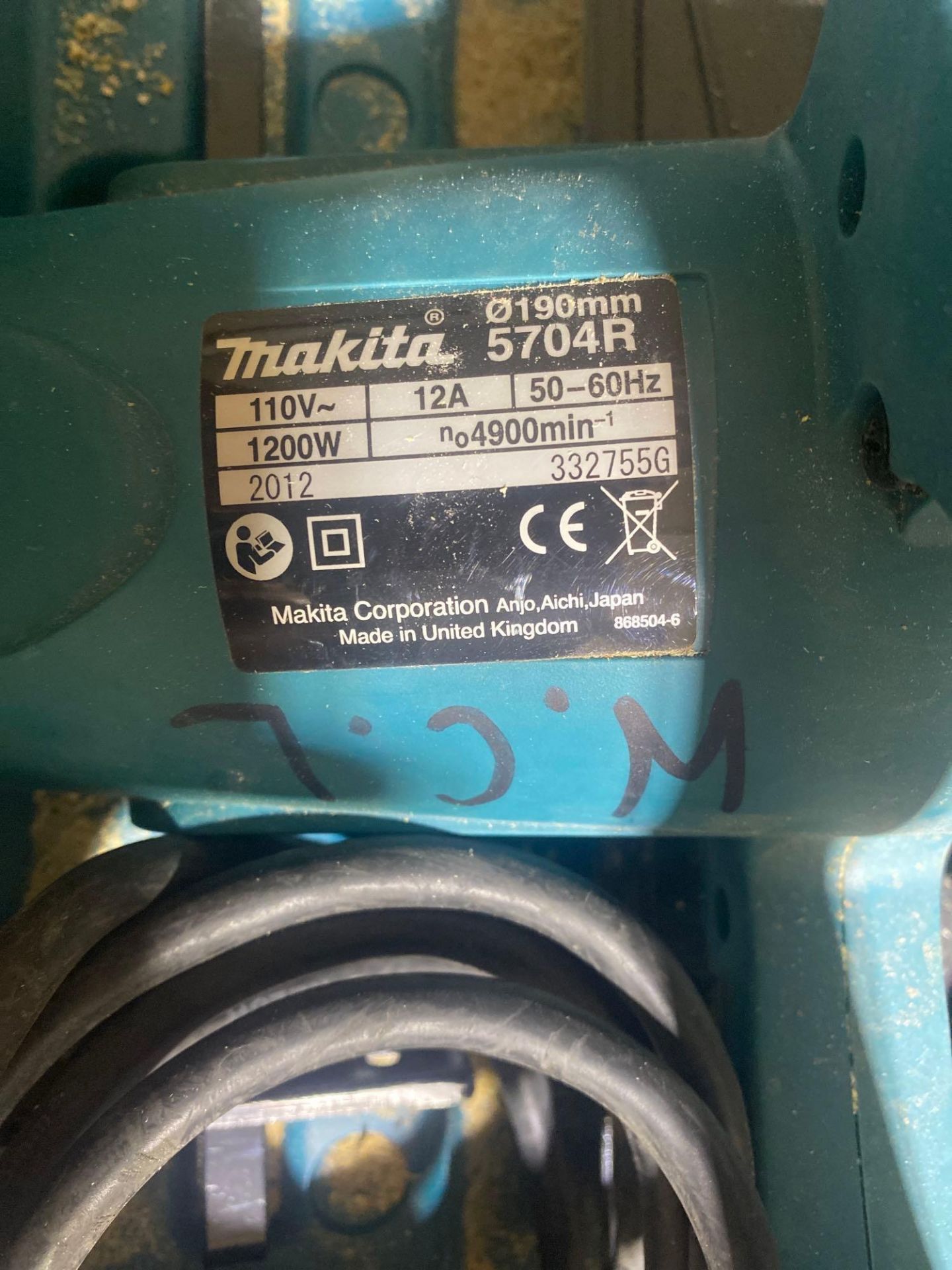 Makita 5704R 190mm circular saw 110v s/n: 332755G - Image 2 of 3