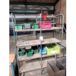 Metal framed table and eight-tier rack