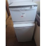 Indesit Whirlpool ICD661 compact dishwasher and Hotpoint Iced Diamond RLAV21 undercounter refrigerat