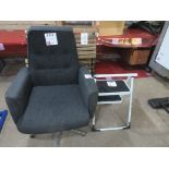 Metal frame 2 tread steps, 1 x upholstered swivel arm chair