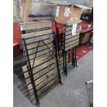 Two Slatted tables with 4 x slatted chairs