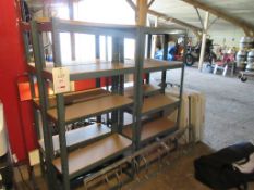 Four bays of boltless stores racking, approx. size: 700mm x 300mm x H: 1.5m