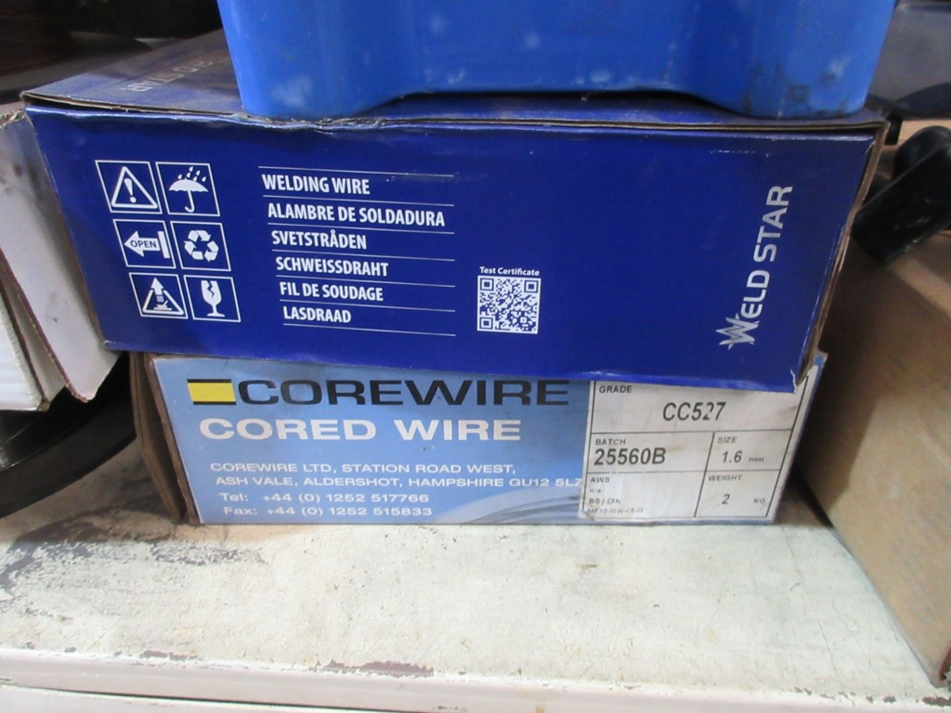 Nine assorted boxed and part used reels of welding wire, and tub of assorted welding rods - Image 3 of 7