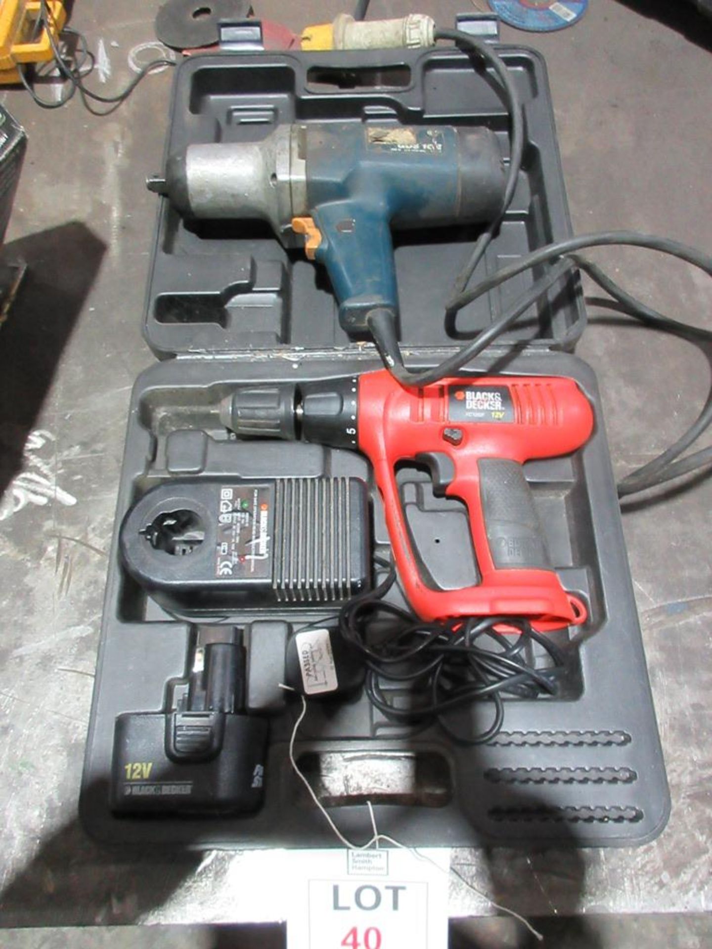 Black & Decker KC1282F 12v drill and a Bosch GDS 18, 110v impact drill