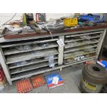 Multi sliding drawer steel storage rack and steel workbench (excludes contents)