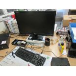 HP Prodesk desktop PC, LG flat screen monitor, keyboard, mouse