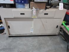 Steel twin sliding door, twin drawer storage cabinet