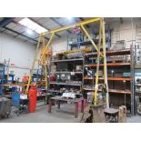 1000kg mobile steel A framed crane gantry, Vevor PA1000 hoist and pendant control, approx. 4m