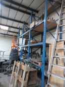 Three bays of blue boltless adjustable stores racking, approx. 1500 x 920 x 4000mm - excluding