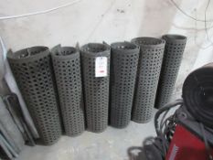 Six assorted rubber mats and assorted steel tubing