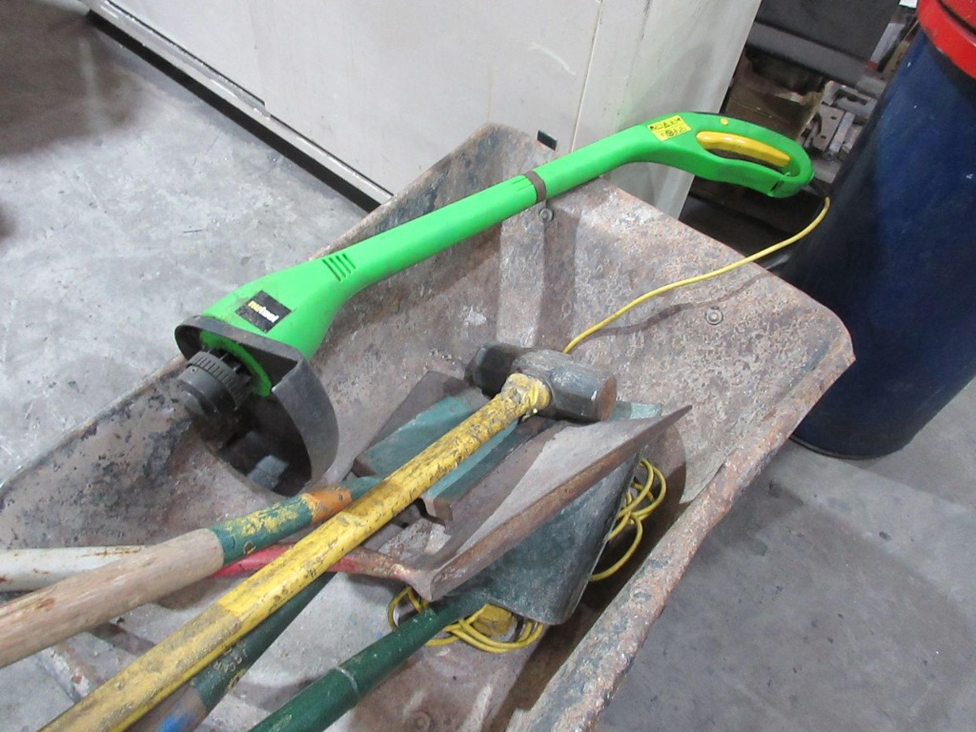 Nutool electric strimmer, four spades, sledge hammer and wheelbarrow - Image 2 of 4