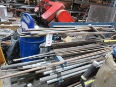 Steel 3 shelf rack and assorted steel stock contents