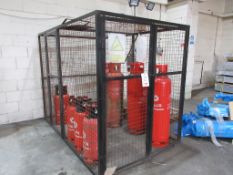 Steel framed gas bottle storage cage, 2450 x 1500mm