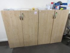 Two light wood 2-door office cabinets