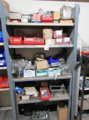 Bay of assorted stock to include assorted steel bushes, screws, sockets, bolts etc.