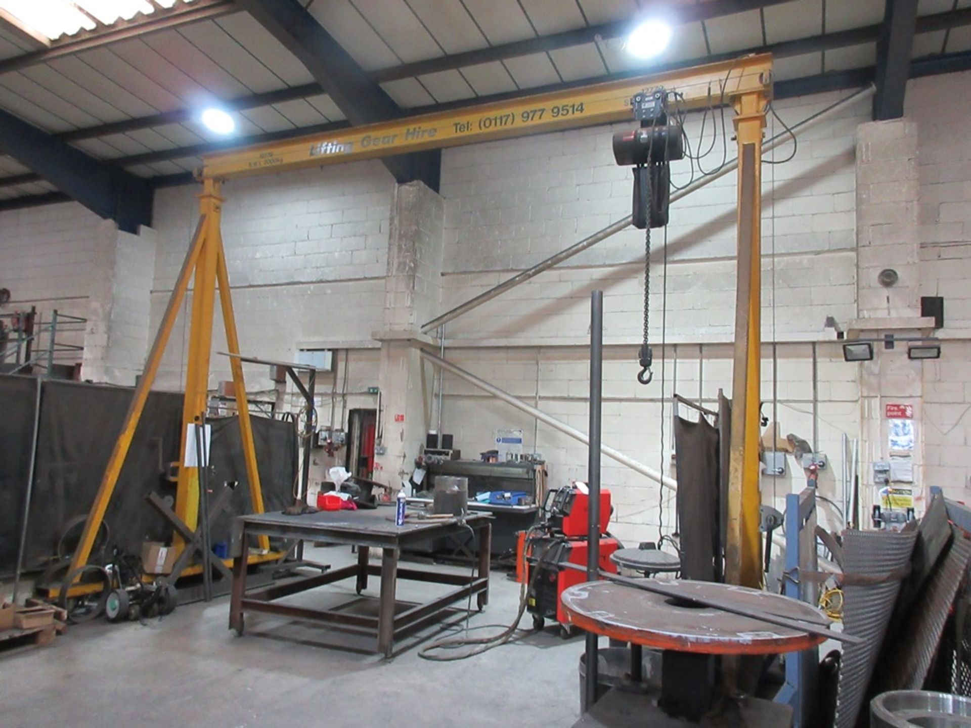 Lifting Gear 2000kg mobile steel A framed crane gantry, Lifting Gear Lodestar hoist and pendant - Image 2 of 6